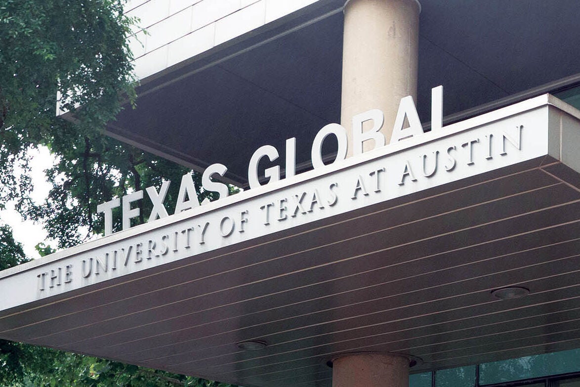 a photo of the Texas Global signage in front of the main offices on 2400 Nueces