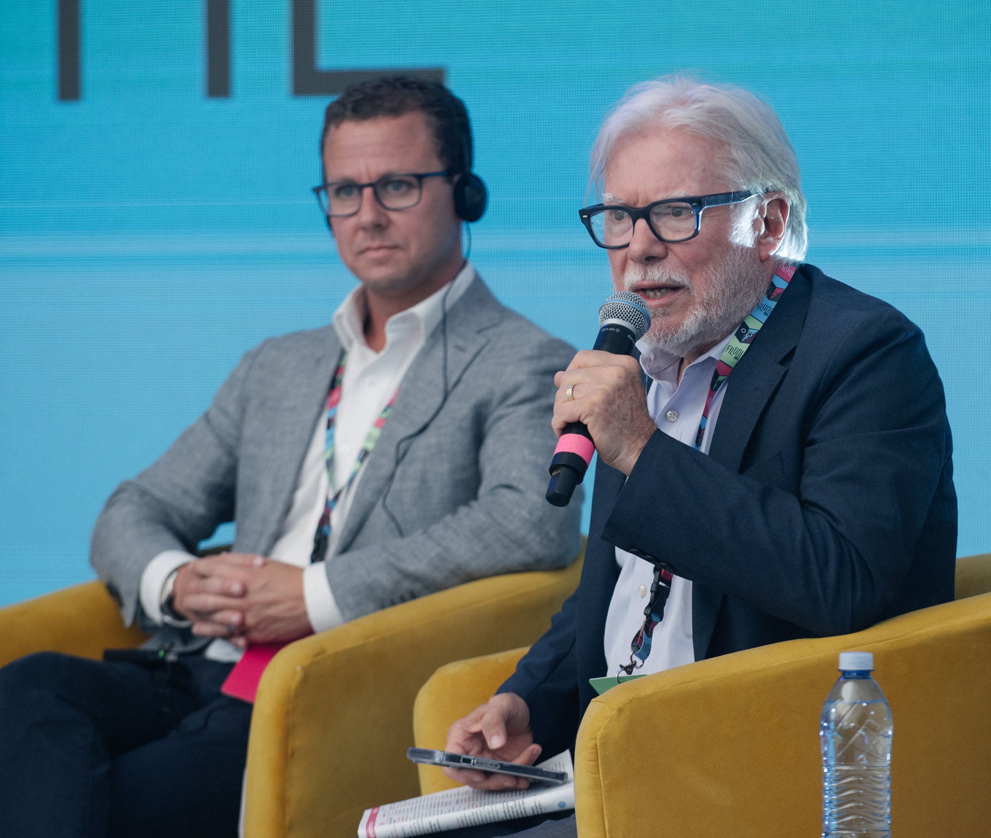 Tim Mercer (left) and Ricardo Ainslie present at FILUNI 2023